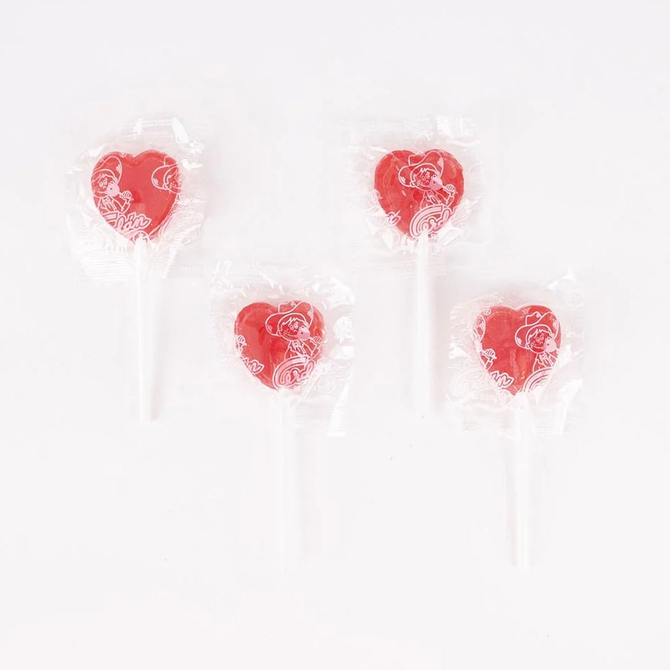 Sucettes coeur rouge cerise lot de 4